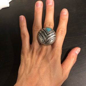 H&M round plate scarab turquoise elastic ring